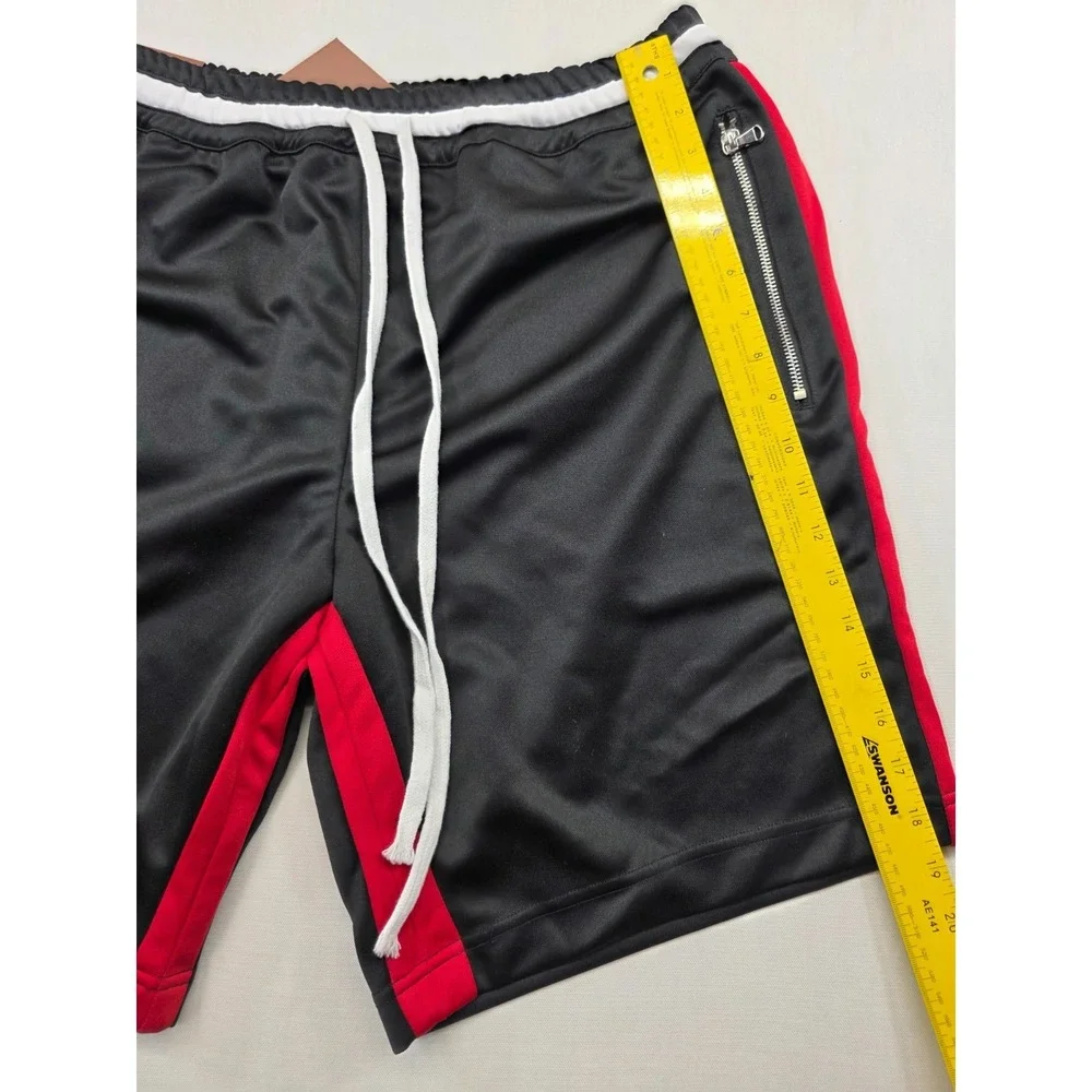 Crysp Denim Black Athletic Shorts Men's Large NWT Zip Pockets‎ Drawstring Street